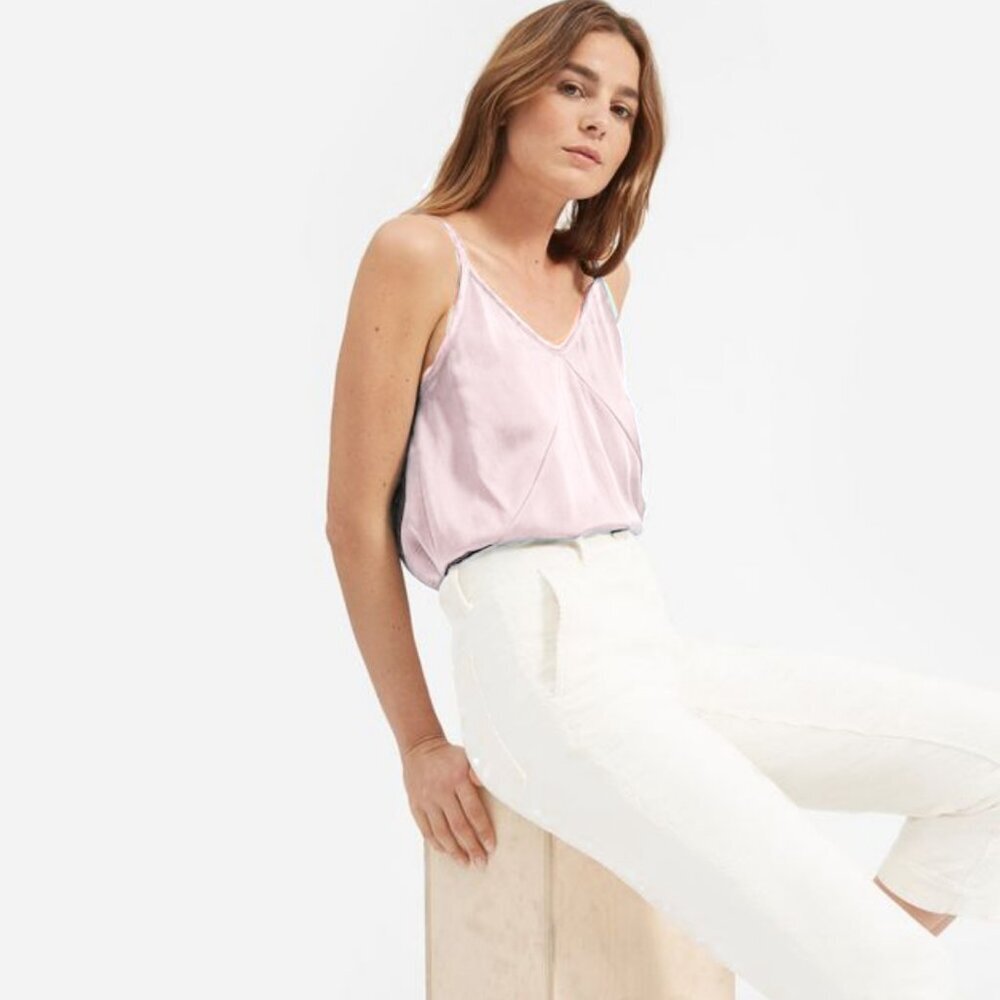 Everlane The Clean Silk Cami‎ Light Petal Pastel Pink Adjustable Straps Size 4